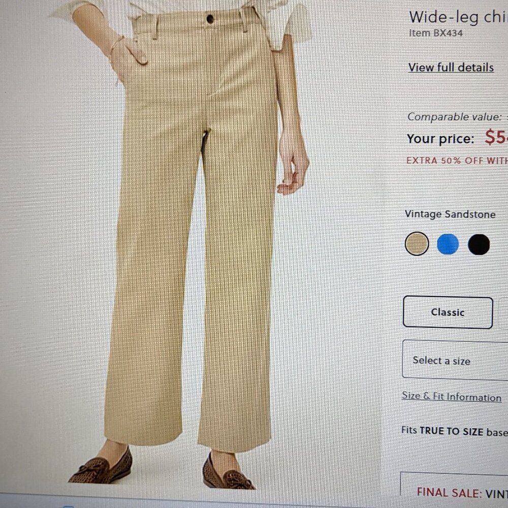 J. Crew Factory wide leg chino pant, NWT!